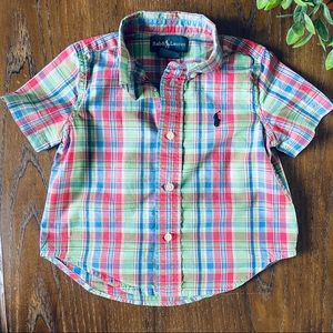 Ralph Lauren Boys Short-sleeve Plaid Button Down
